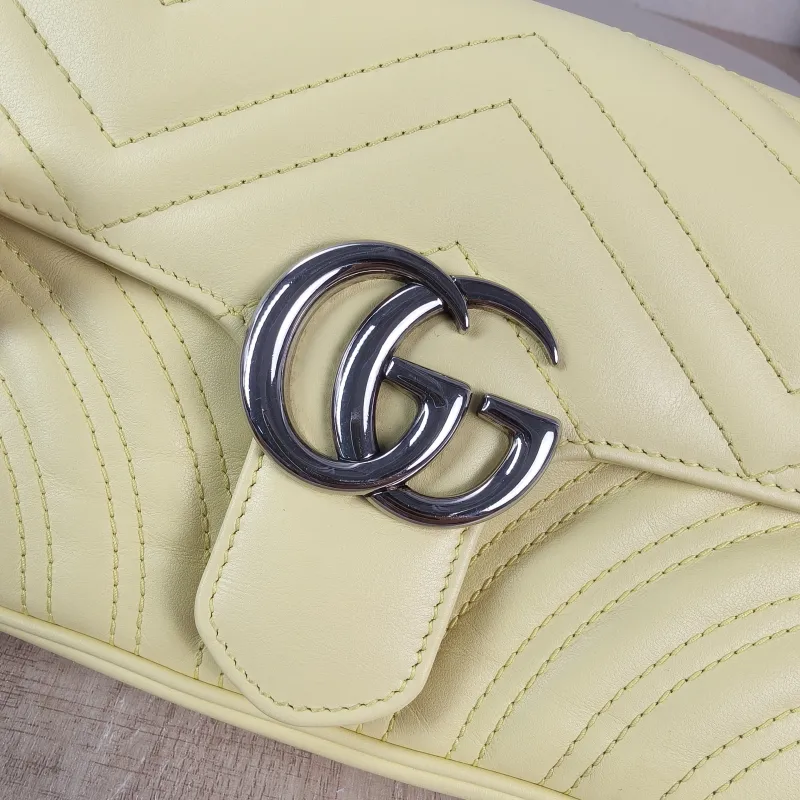 GUCCI Crossbody Bag GG Marmont Small Marmont 22 Yellow Calfskin Small 22 × 6 × 13 cm — detail view 1 of 13
