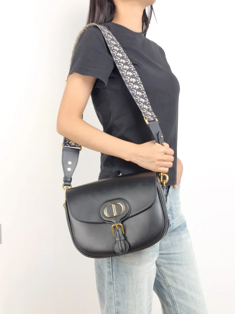 DIOR Crossbody Bag Bobby Black Calfskin Large 27 × 8 × 19.5 cm — on-model view 2 of 3