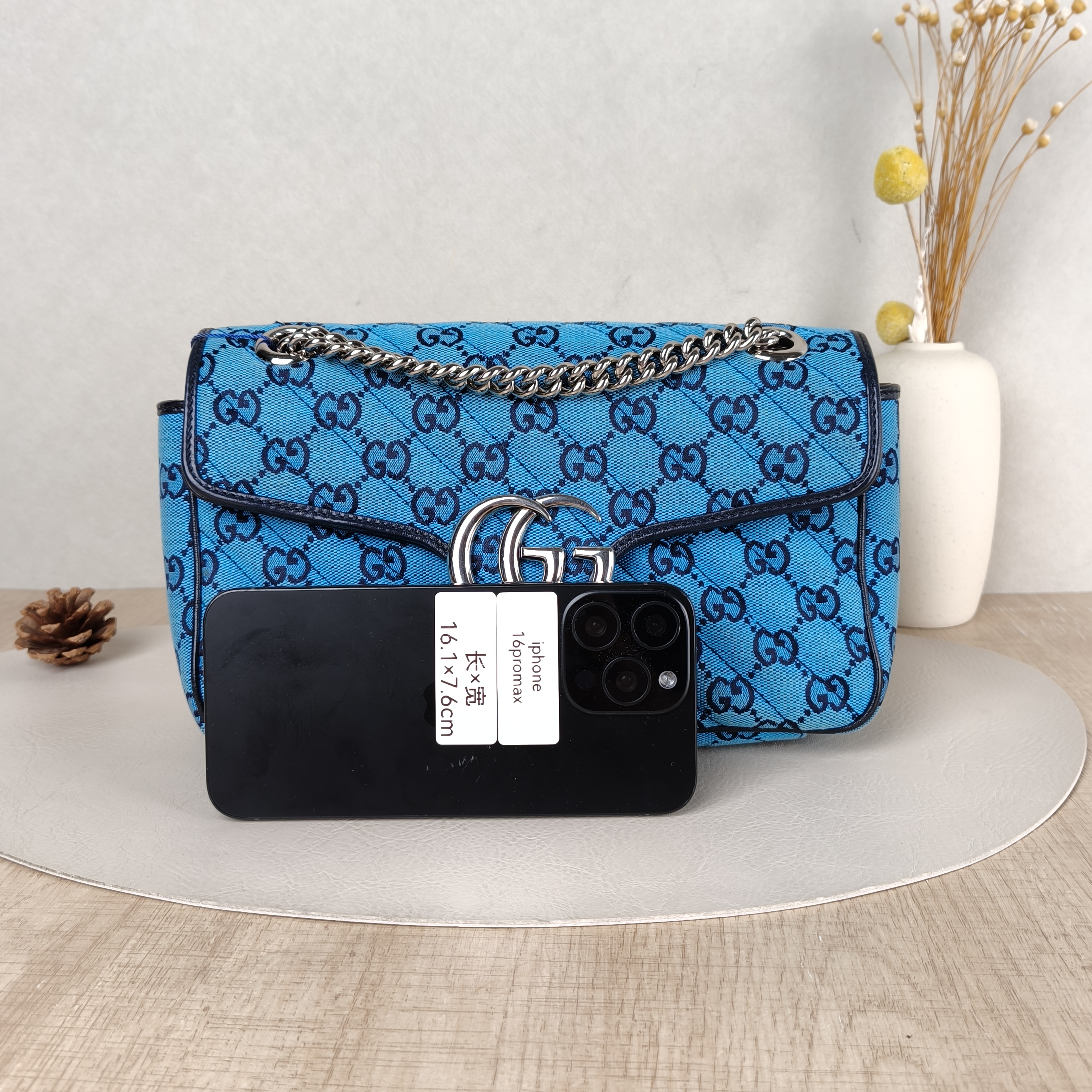 GUCCI Crossbody Bag GG Marmont Medium Marmont 26Blue Canvas Medium26 × 7 × 15 cm — cover view 4 of 5