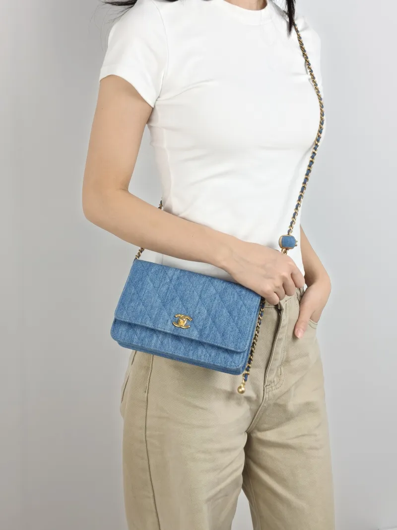 Chanel Crossbody Bag CF WOCWOC Bag Blue Mini 19.2 × 3.5 × 12.3 cm — on-model view 1 of 2