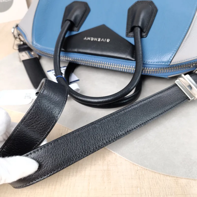 GIVENCHY Top Handle Bag tote Blue Grey Calfskin 33.5 × 18 × 28 cm — detail view 6 of 12