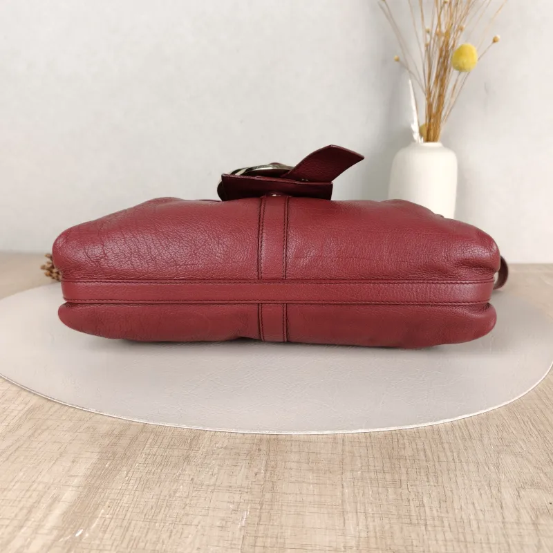 Bvlgari Top Handle Bag Vintage Crossbody Bag Burgundy Calfskin One Size30 × 6 × 17 cm — cover view 4 of 5