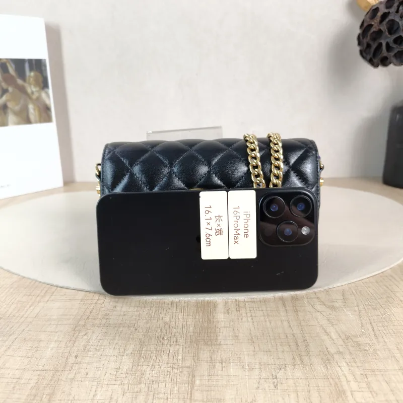 Chanel Crossbody Bag C logo Crossbody Bag Black with Gold-Tone Hardware Lambskin One Size 17 × 4 × 10 cm — cover view 3 of 6