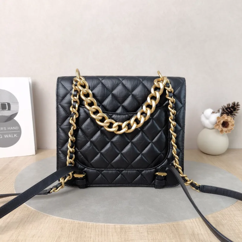 Chanel Crossbody Bag Backpack Black Calfskin One Size25 × 6 × 22 cm — cover view 5 of 5