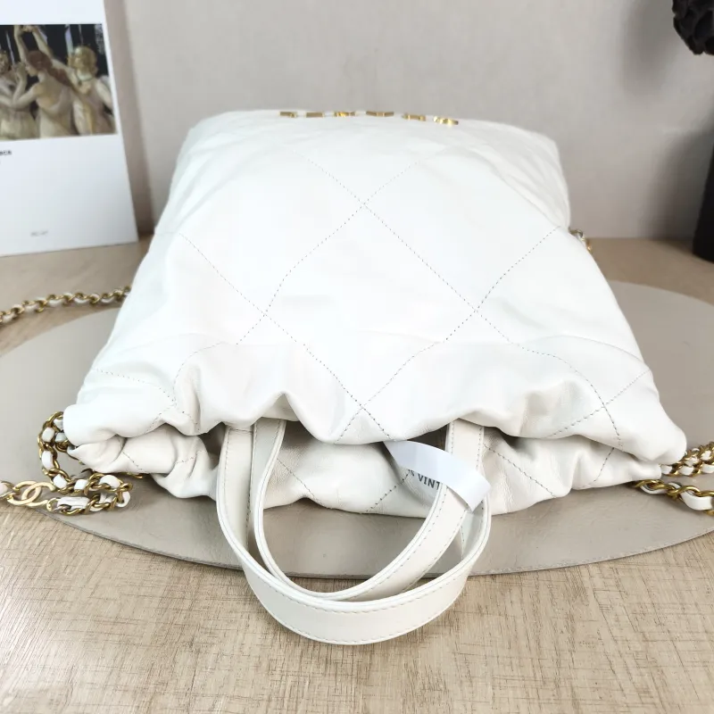 Chanel Backpack 22Bag Backpack White Gold Calfskin Small 29 × 8 × 34 cm — detail view 4 of 11