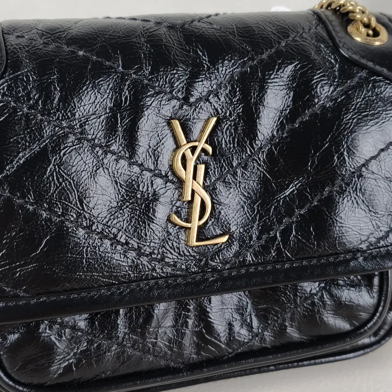 SAINT LAURENT Crossbody Bag Niki Black Waxed Leather Calfskin Mini 18 × 5 × 12.5 cm — detail view 12 of 12
