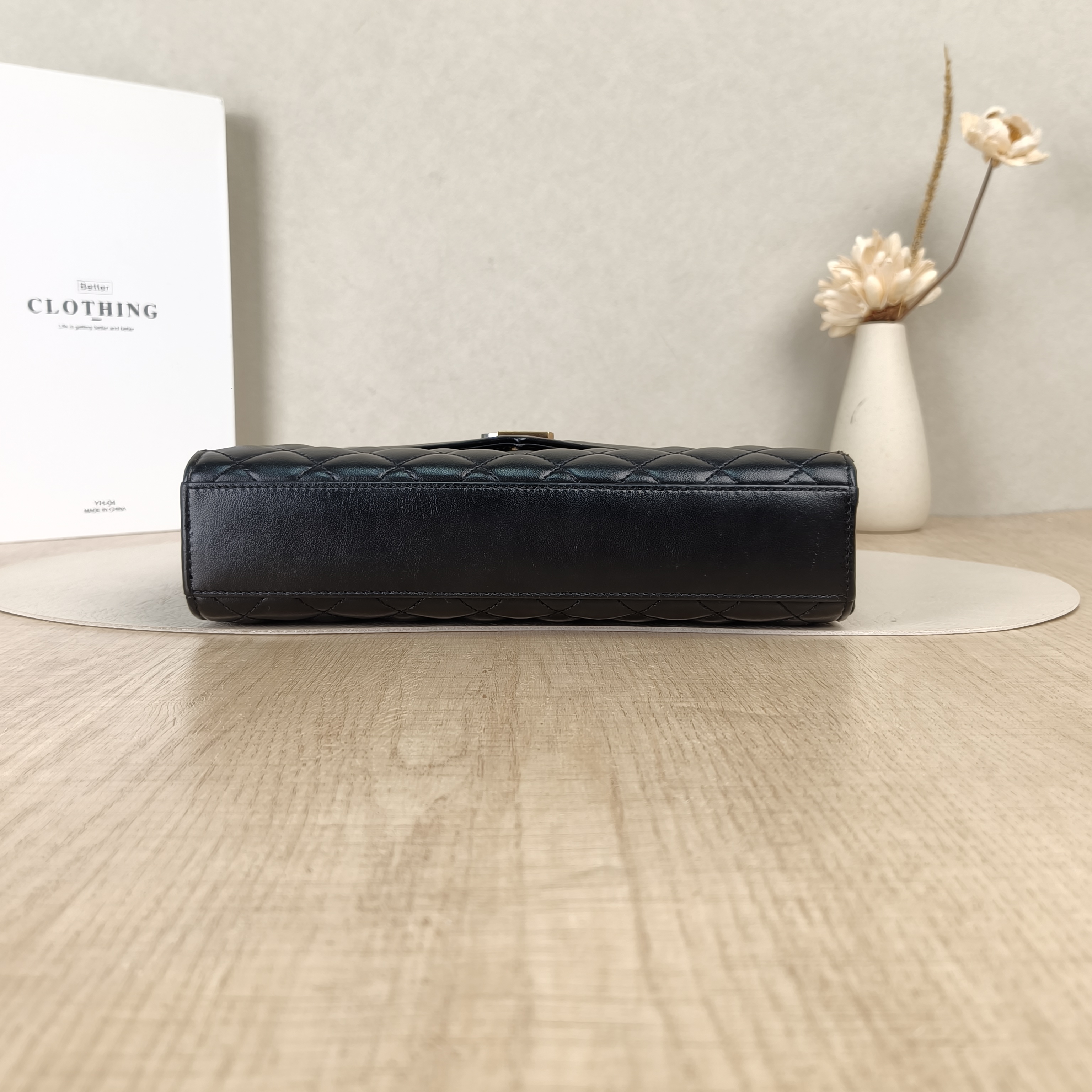 SAINT LAURENT Crossbody Bag ENVELOPE Black Calfskin Medium24 × 6 × 17.5 cm — cover view 3 of 5