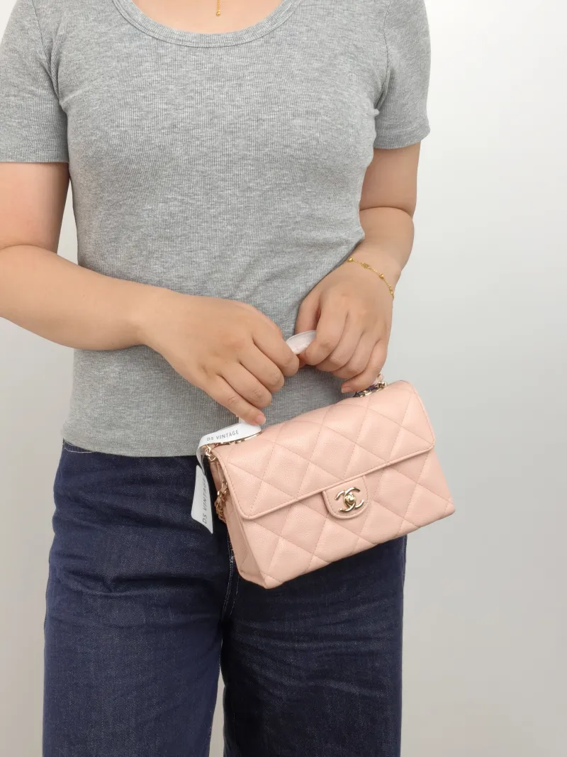 Chanel Crossbody Bag Top Handle Crossbody Bag Box Pink Calfskin One Size 19 × 8 × 12 cm — on-model view 3 of 3