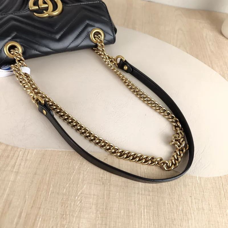 GUCCI Crossbody Bag GG Marmont Small Marmont 22 Black CC alfskin Small 22 × 6 × 13 cm — detail view 11 of 11