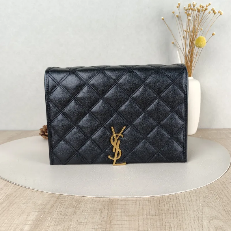 SAINT LAURENT Shoulder Bag Becky Crossbody Bag Black Lambskin25.5 × 7.5 × 17.5 cm