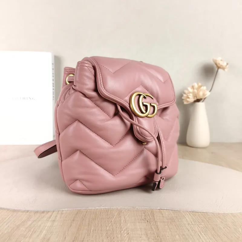 GUCCI Backpack GG Marmont Marmont Backpack Pink Lambskin Mini 20 × 11 × 19 cm — cover view 3 of 5