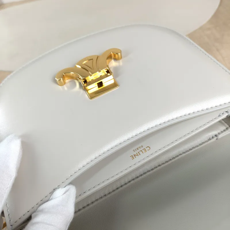 CELINE Crossbody Bag TEEN BESACE TRIOMPHE Grey Calfskin Small 18.5 × 6 × 16 cm — detail view 5 of 12