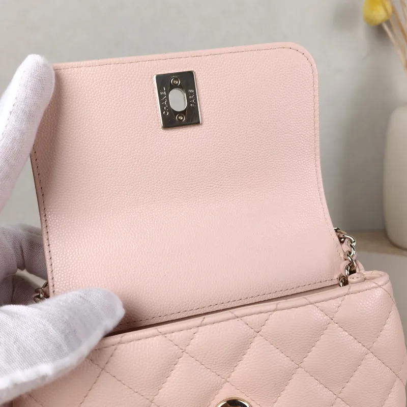 Chanel Top Handle Bag Coco Handle​ Pink Grained Calfskin Mini 14.5 × 5.5 × 11.5 cm — detail view 11 of 12