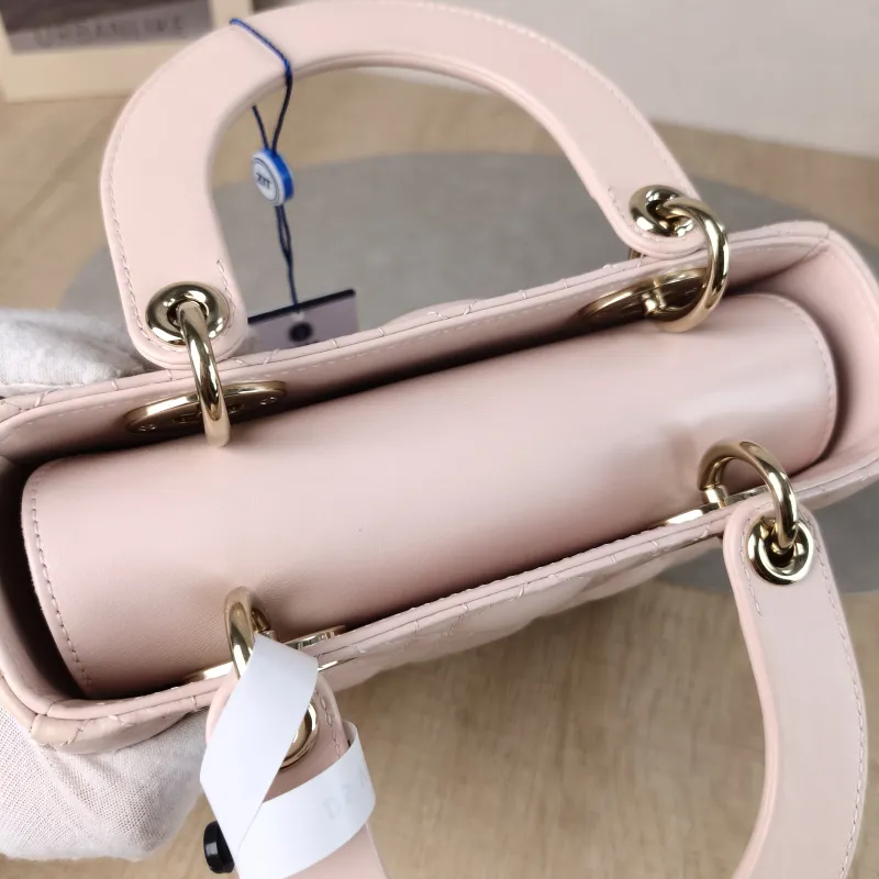 DIOR Top Handle Bag Pink Lambskin Small 20 × 8 × 18 cm — detail view 8 of 12