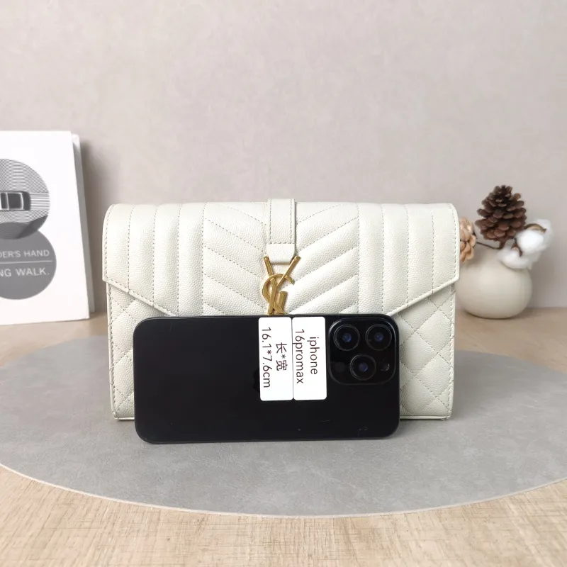 SAINT LAURENT Crossbody Bag ENVELOPE White Calfskin Small21 × 6 × 13 cm — cover view 3 of 5