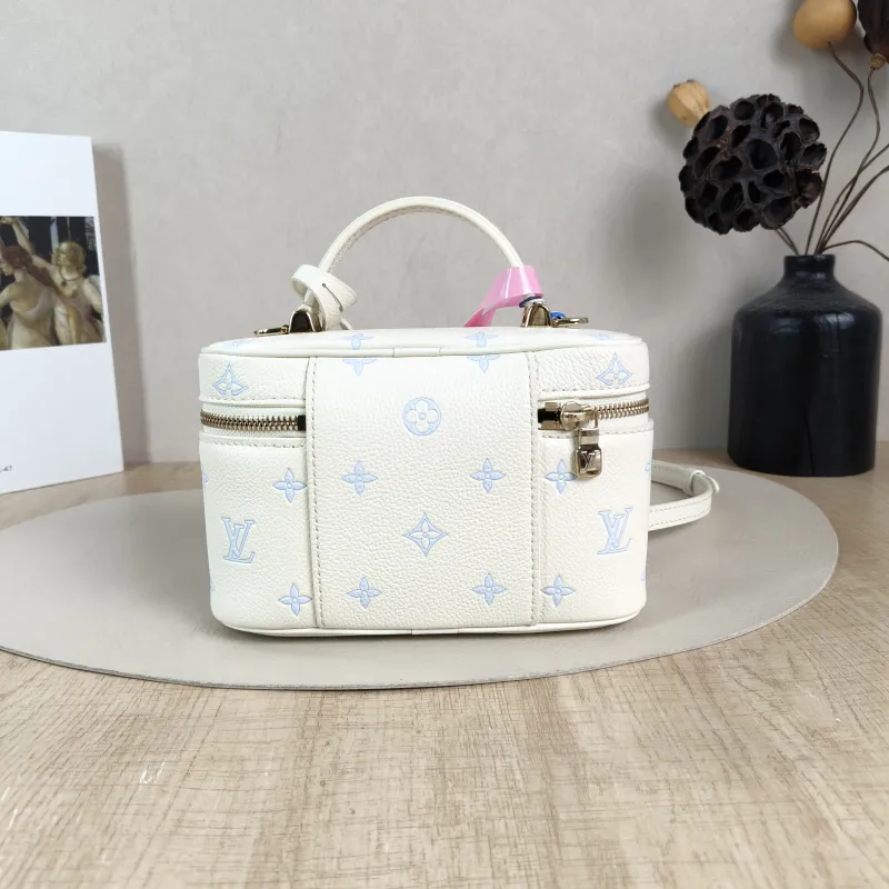 Louis Vuitton Shoulder Bag VANITY POUCH Cosmetic Bag White · Blue Calfskin One Size 19 × 6.5 × 11.5 cm — cover view 5 of 6