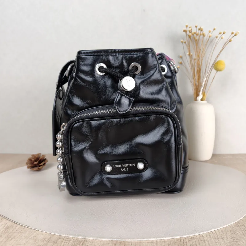 Louis Vuitton Shoulder Bag NOÉ CARGO Bucket Bag Black Calfskin Small 22 × 16 × 24 cm