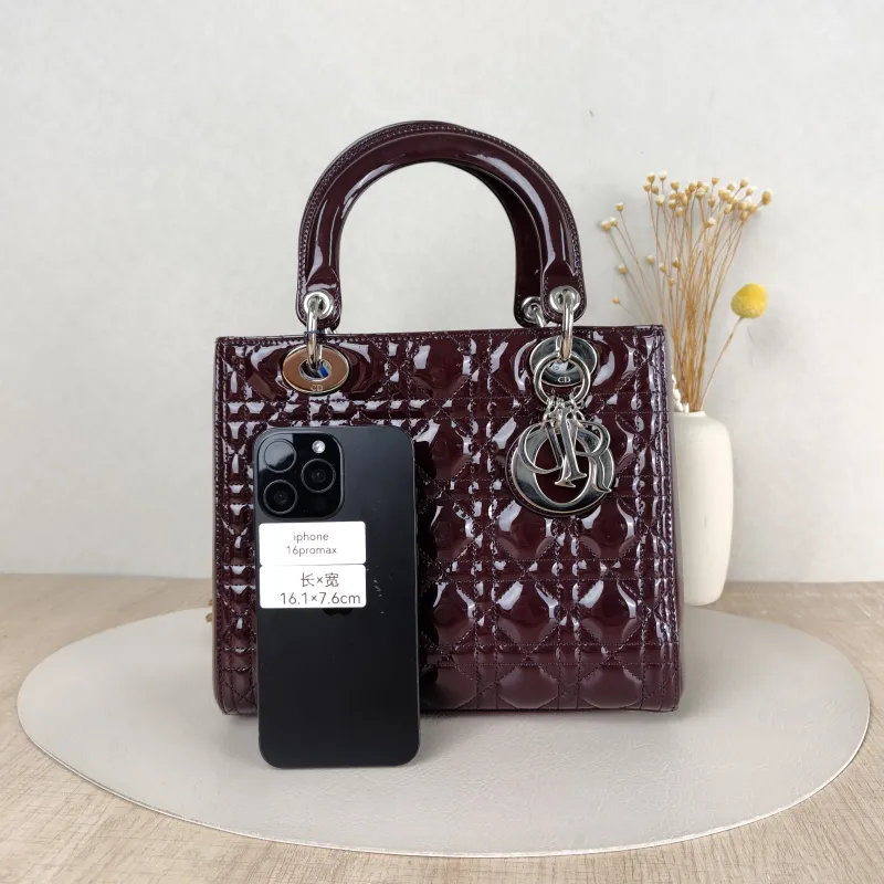 DIOR Top Handle Bag Lady Lady Dior Bag Red Patent Leather Medium24 × 12 × 21 cm — cover view 4 of 5