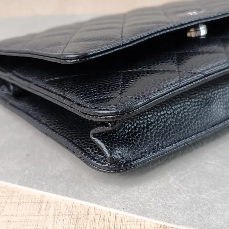 Chanel Crossbody Bag Classic Flap WOC CF WOCWOC Bag Black Grained Calfskin Mini 19.2 × 3.5 × 12.3 cm — detail view 12 of 15
