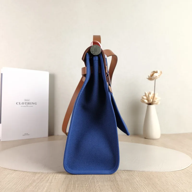 Hermès Crossbody Bag Herbag 31 Blue Caramel Canvas Medium 30.5 × 11 × 25.5 cm Y — detail view 7 of 11