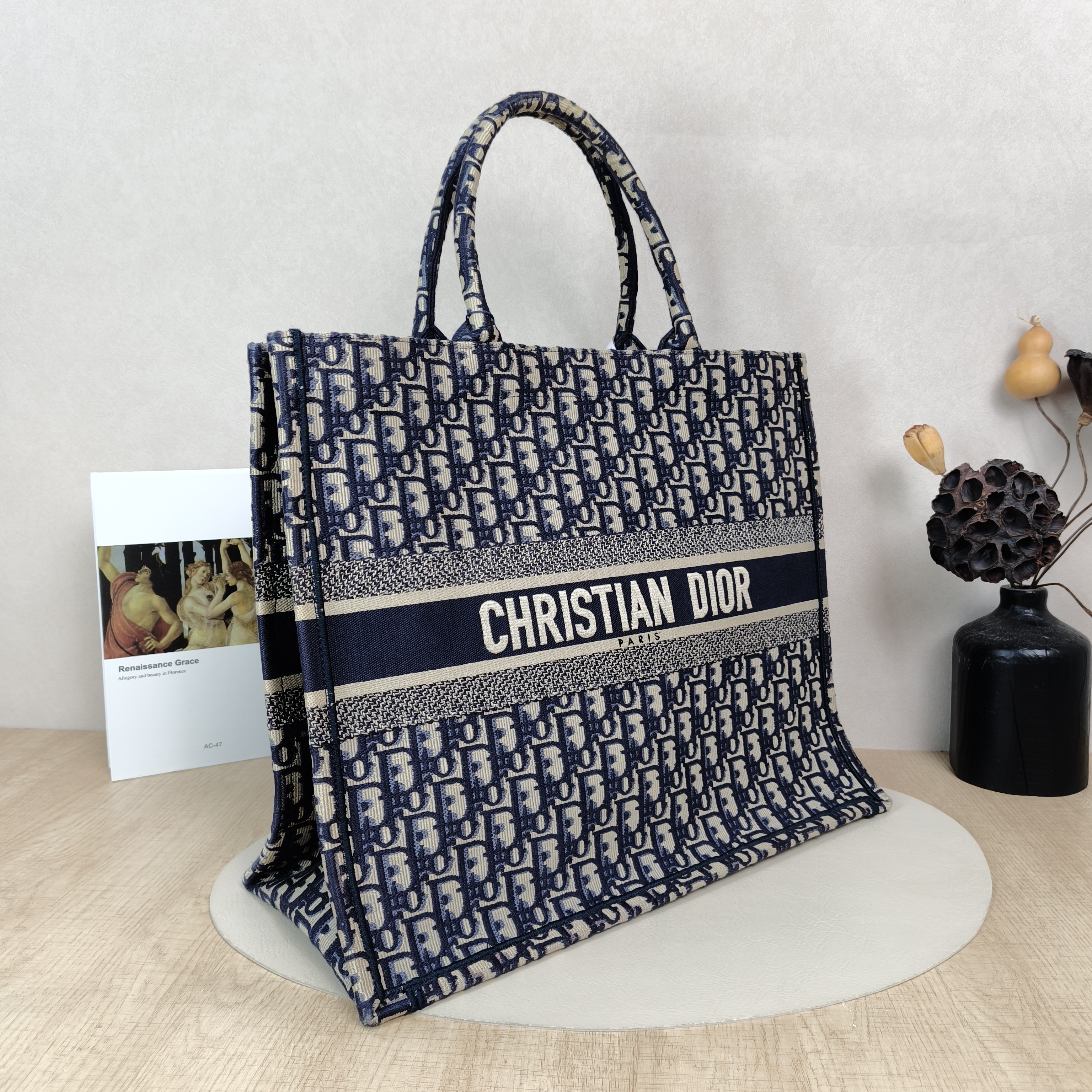 DIOR Top Handle Bag Book Tote Blue Canvas Large42 × 18.5 × 35 cm — cover view 4 of 4