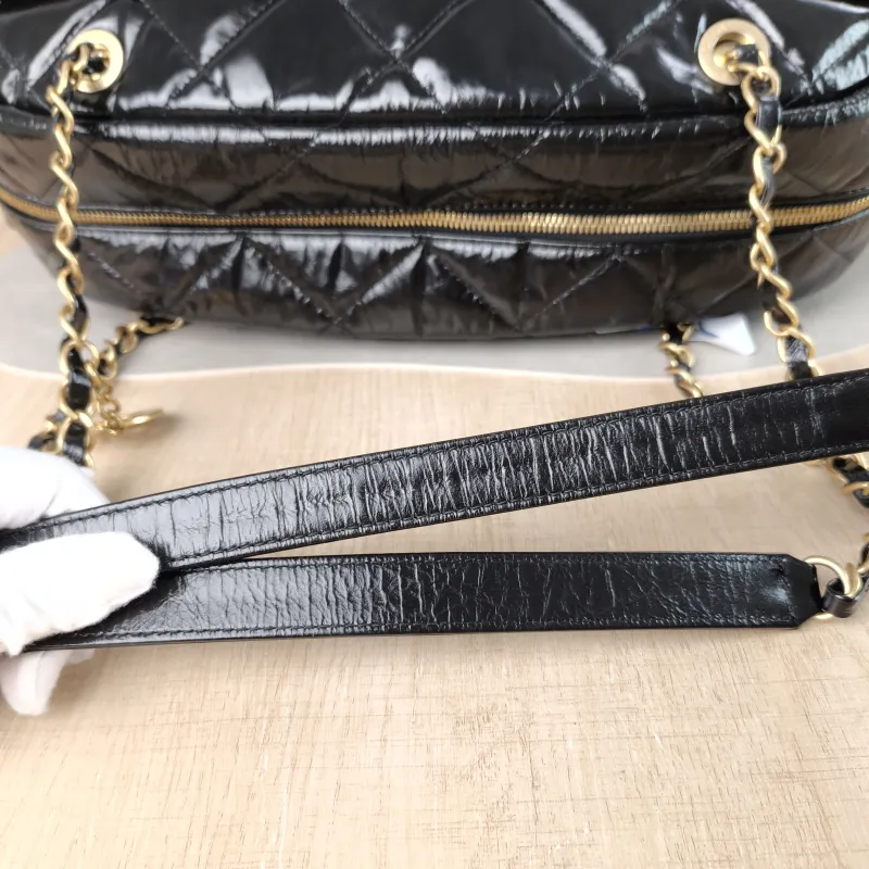 Chanel Crossbody Bag Bowling Bag Black Waxed Leather One Size 42 × 15 × 27 cm — detail view 2 of 14