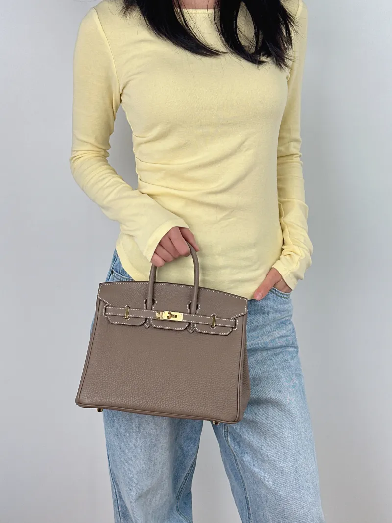 Hermès Top Handle Bag Birkin 25 Gold-Tone Hardware Togo Calfskin Small 25 × 13 × 20 cm K — on-model view 1 of 2