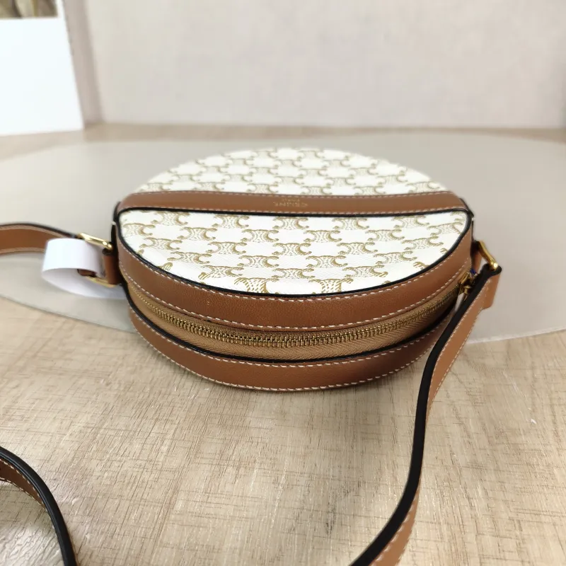 CELINE Crossbody Bag Triomphe White PVC Mini 13.5 × 4 × 13.5 cm — detail view 10 of 11