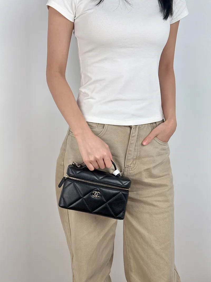 Chanel Crossbody Bag lp Box Bag Top Handle Crossbody Bag Black Calfskin 19.5 × 5 × 12 cm — on-model view 1 of 3