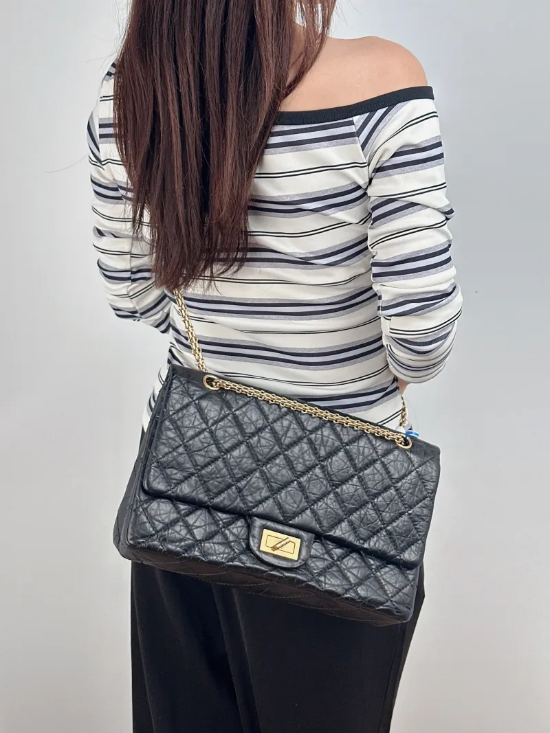 Chanel Shoulder Bag 2.55 Black Calfskin Large 31.5 × 10 × 20 cm 14 — on-model view 1 of 2
