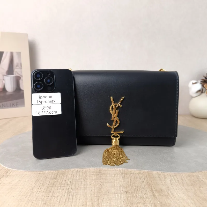 SAINT LAURENT Crossbody Bag KATE Edition Black Calfskin Medium 24 × 5.5 × 14.5 cm — cover view 2 of 5