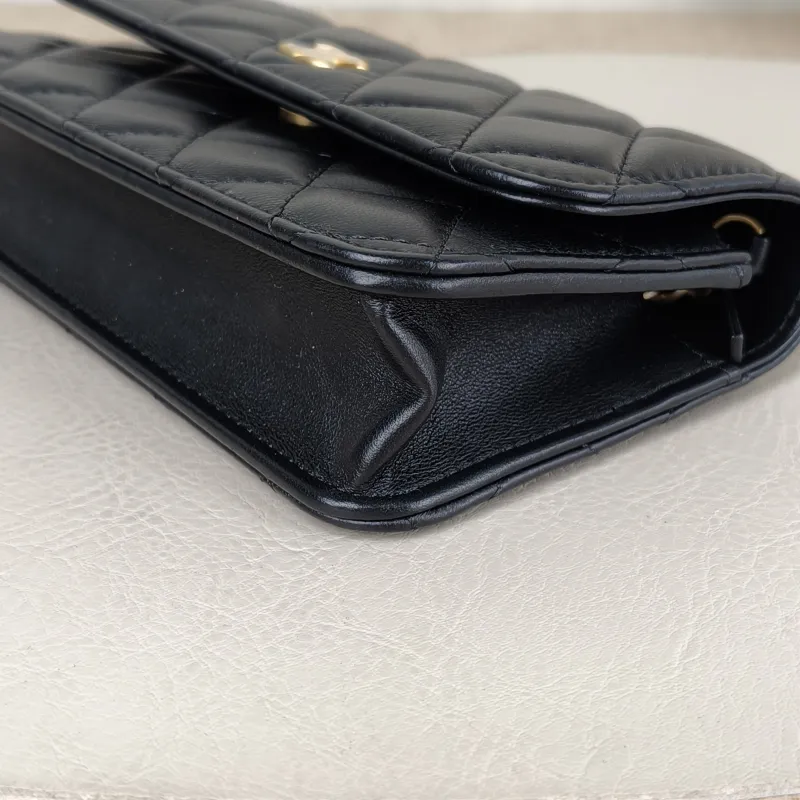 Chanel Crossbody Bag woc Black with Gold-Tone Hardware Lambskin Mini 17 × 5 × 9.5 cm — detail view 12 of 12