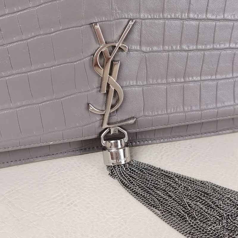 SAINT LAURENT Crossbody Bag KATE Edition Brown Calfskin Small 20 × 5 × 12.5 cm — detail view 4 of 11