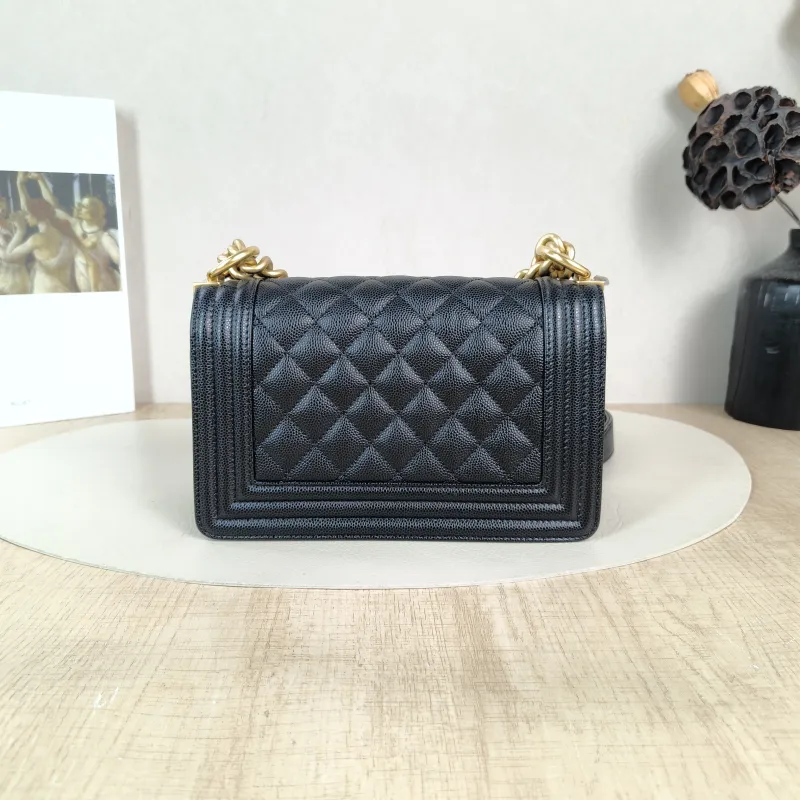 Chanel Crossbody Bag Le Boy​ Black Grained Calfskin Small 20.5 × 8.5 × 12 cm — cover view 2 of 5
