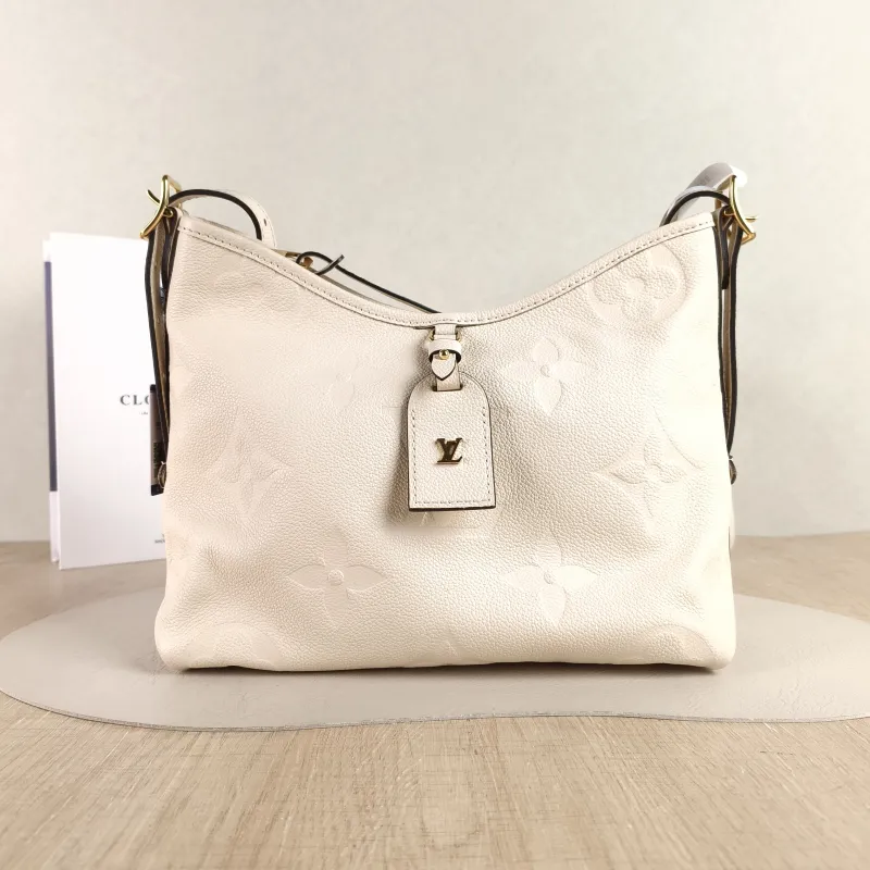 Louis Vuitton Crossbody Bag Carryall White Calfskin Small 29.5 × 12 × 24 cm