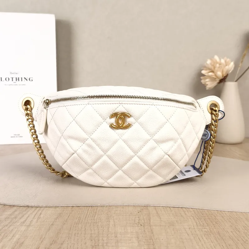 Chanel Belt Bag Belt Bag White Grained Calfskin One Size23 × 6 × 12 cm