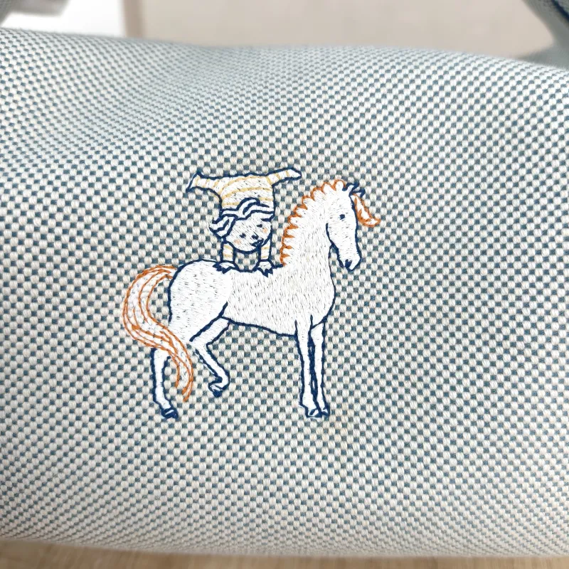 Hermès Top Handle Bag bride-a-brac Blue · White Large 25 × 15 × 21 cm — detail view 9 of 10