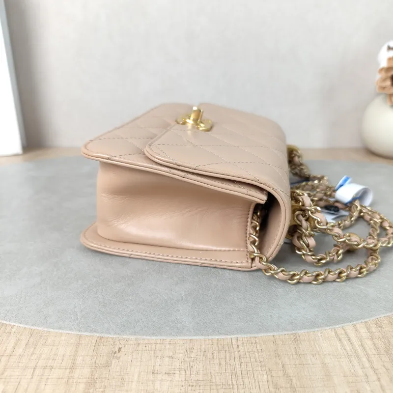 Chanel Crossbody Bag woc Taupe Calfskin One Size19 × 6 × 12 cm — detail view 7 of 12