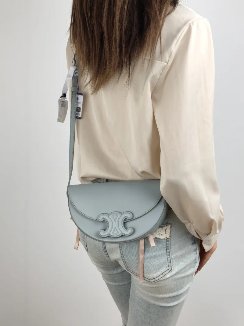CELINE Crossbody Bag Crossbody Bag Blue Calfskin 22 × 6 × 13 cm — on-model view 1 of 2