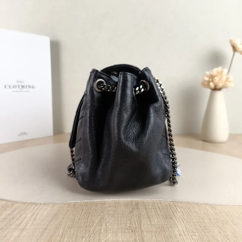 SAINT LAURENT Crossbody Bag NOLITA Black Lambskin Small 22 × 13 × 17.5 cm — detail view 9 of 11