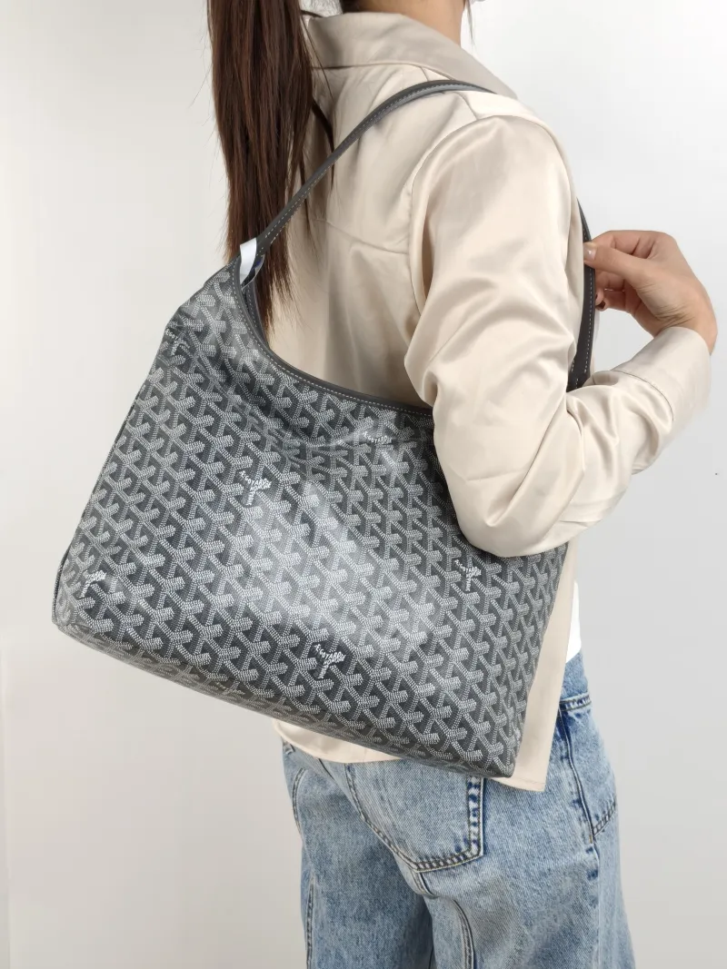 GOYARD Shoulder Bag Boheme Hobo​ Grey ine Canvas Small 43 × 14 × 27 cm — on-model view 1 of 2
