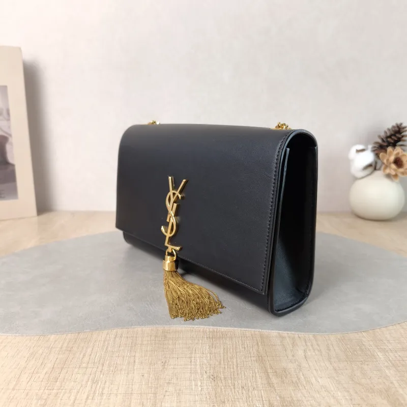 SAINT LAURENT Crossbody Bag KATE Edition Black Calfskin Medium 24 × 5.5 × 14.5 cm — cover view 4 of 5