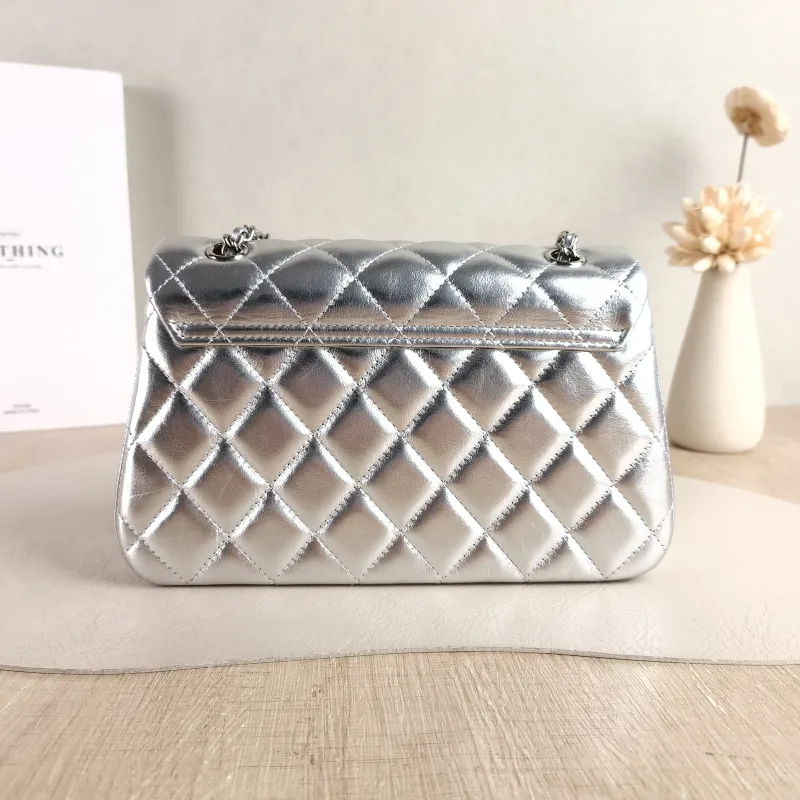 Chanel Crossbody Bag Crossbody Bag Silver Calfskin One Size 23 × 5.5 × 14 cm — cover view 4 of 5