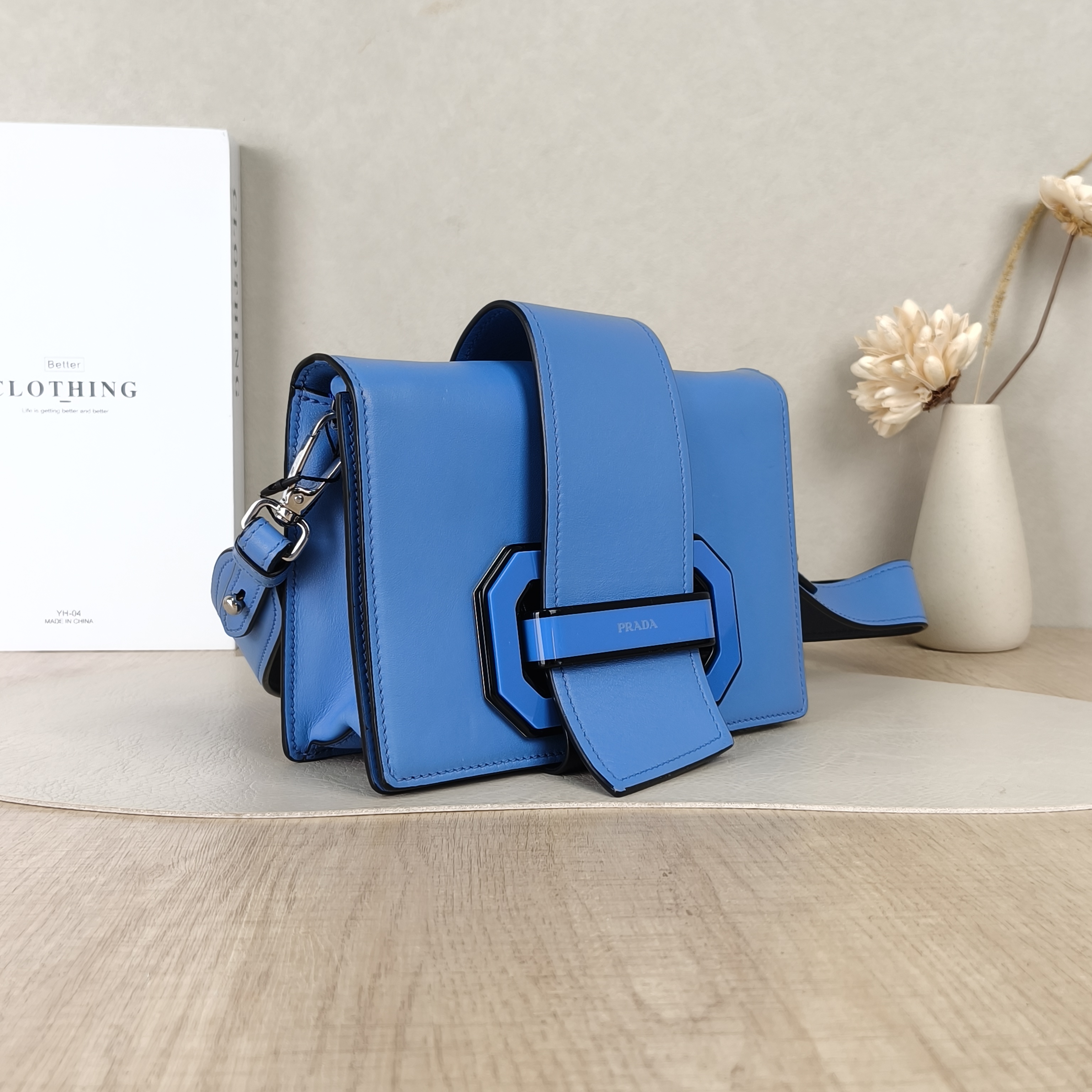 PRADA Shoulder Bag Plex Ribbon Blue Calfskin One Size — cover view 5 of 5