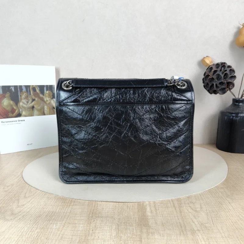 SAINT LAURENT Crossbody Bag Niki D Waxed Leather Calfskin Medium 28 × 8.5 × 20 cm — cover view 5 of 6