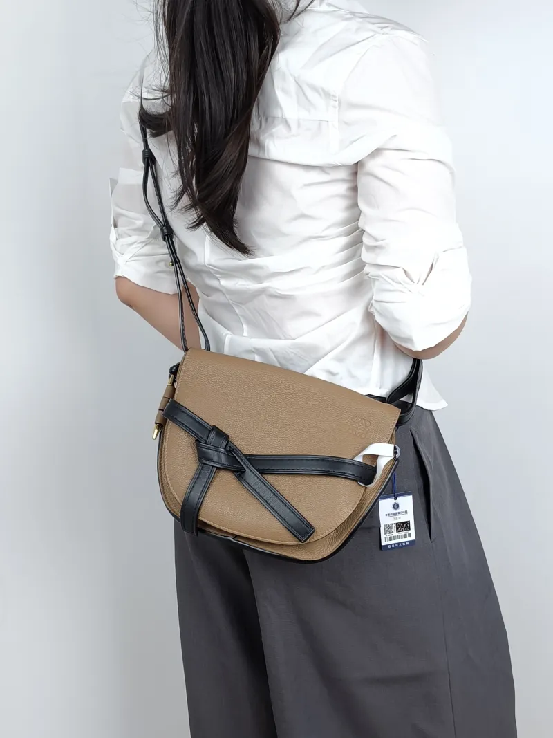 LOEWE Crossbody Bag Gate Brown Black Calfskin Medium25 × 11.5 × 19 cm — on-model view 2 of 2