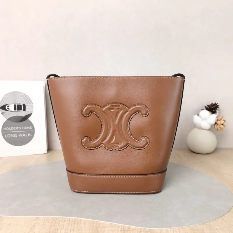 CELINE Shoulder Bag BUCKET TRIOMPHE Bucket Bag Calfskin Small 17 × 10 × 22 cm