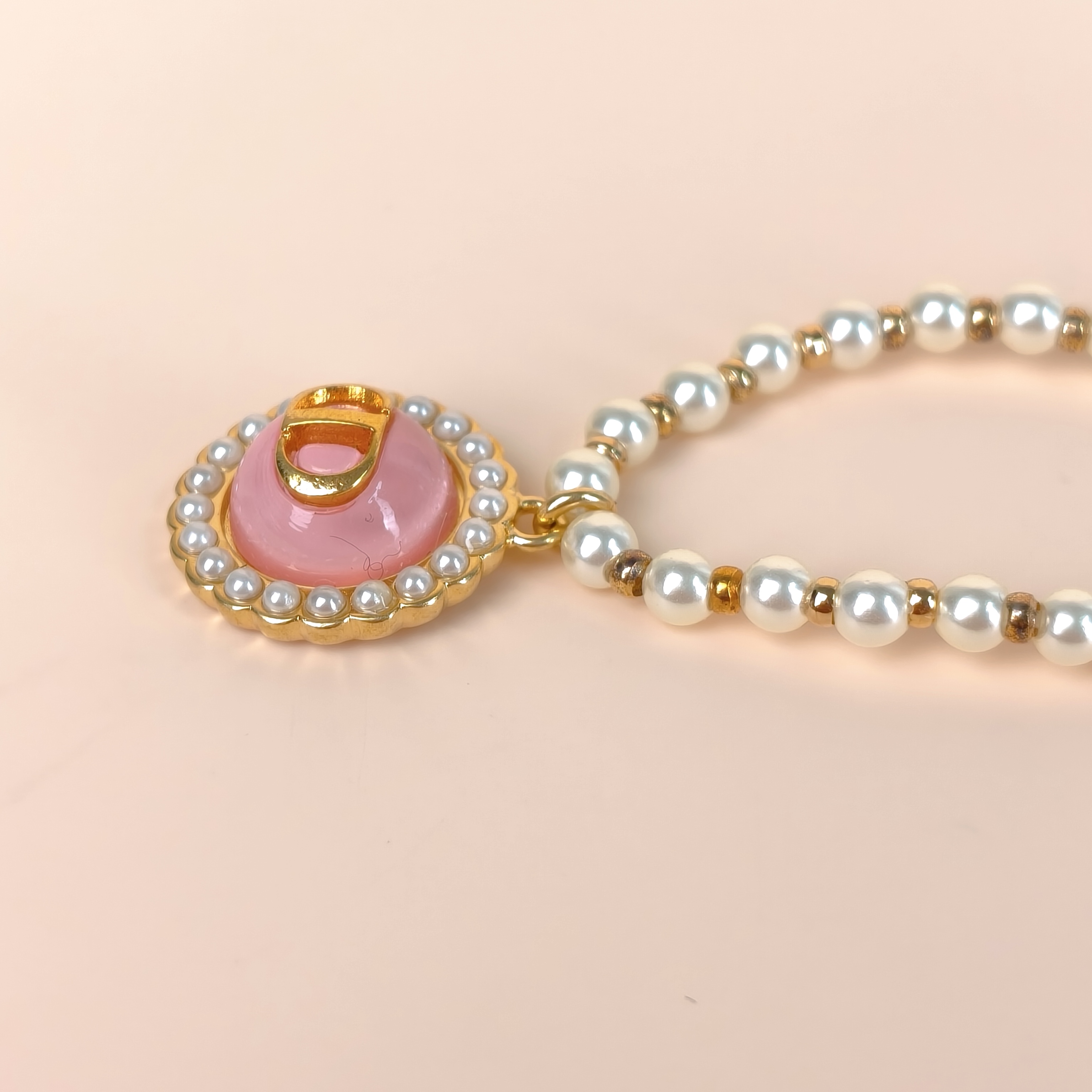 DIOR Necklace Pearl Necklace Gold Pink · One Size43cm — cover view 2 of 8