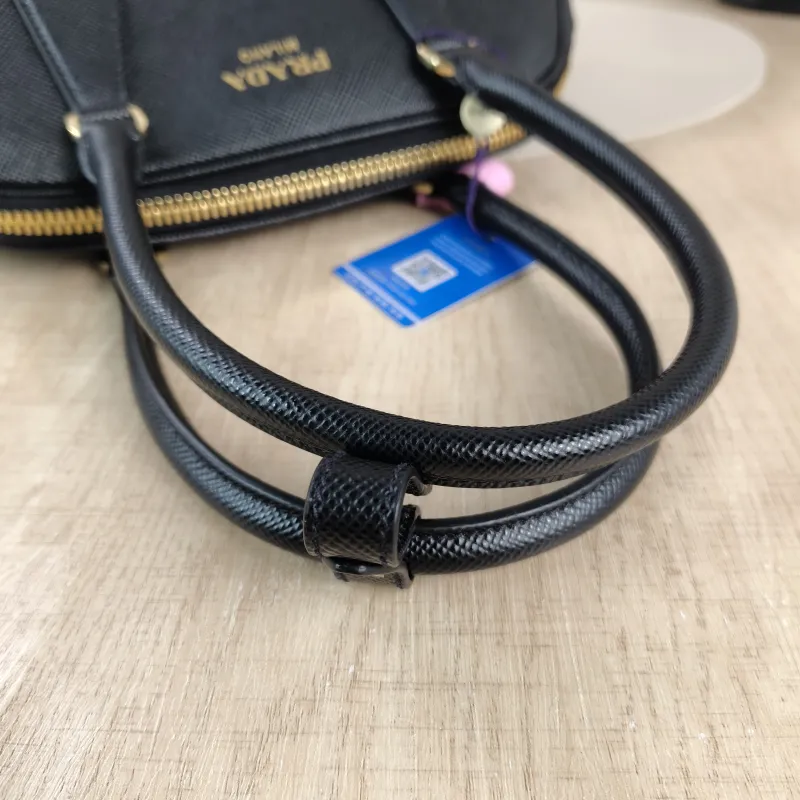 PRADA Top Handle Bag Saffiano Black Calfskin One Size 31.5 × 11 × 20 cm — detail view 3 of 11