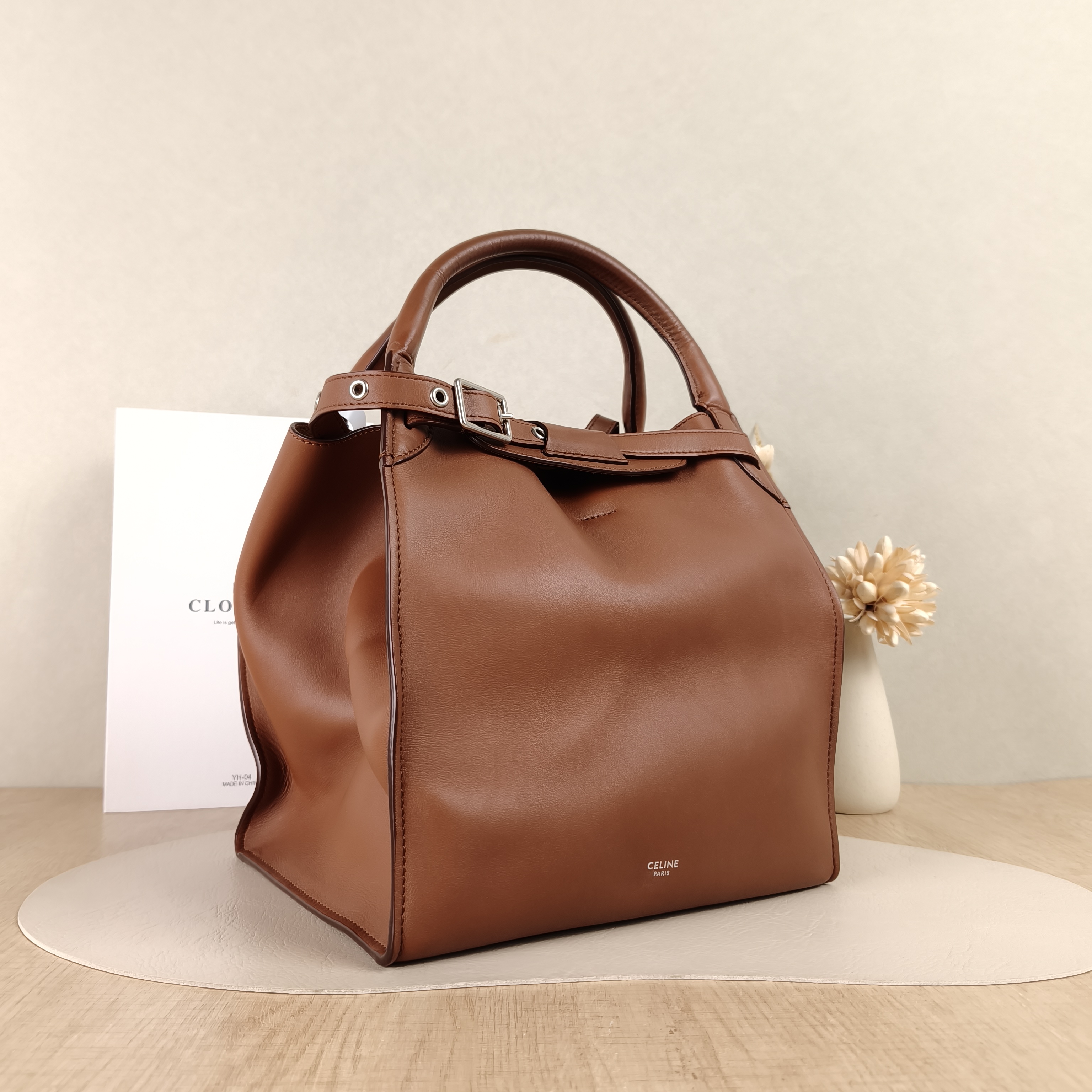 CELINE Top Handle Bag Big Bag Top Handle Bag Brown Calfskin Small23 × 21 × 27 cm — cover view 4 of 5
